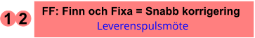 1 2 FF: Finn och Fixa = Snabb korrigering  Leverenspulsmöte