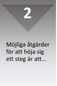 2 Möjliga åtgärder för att höja sig ett steg är att…